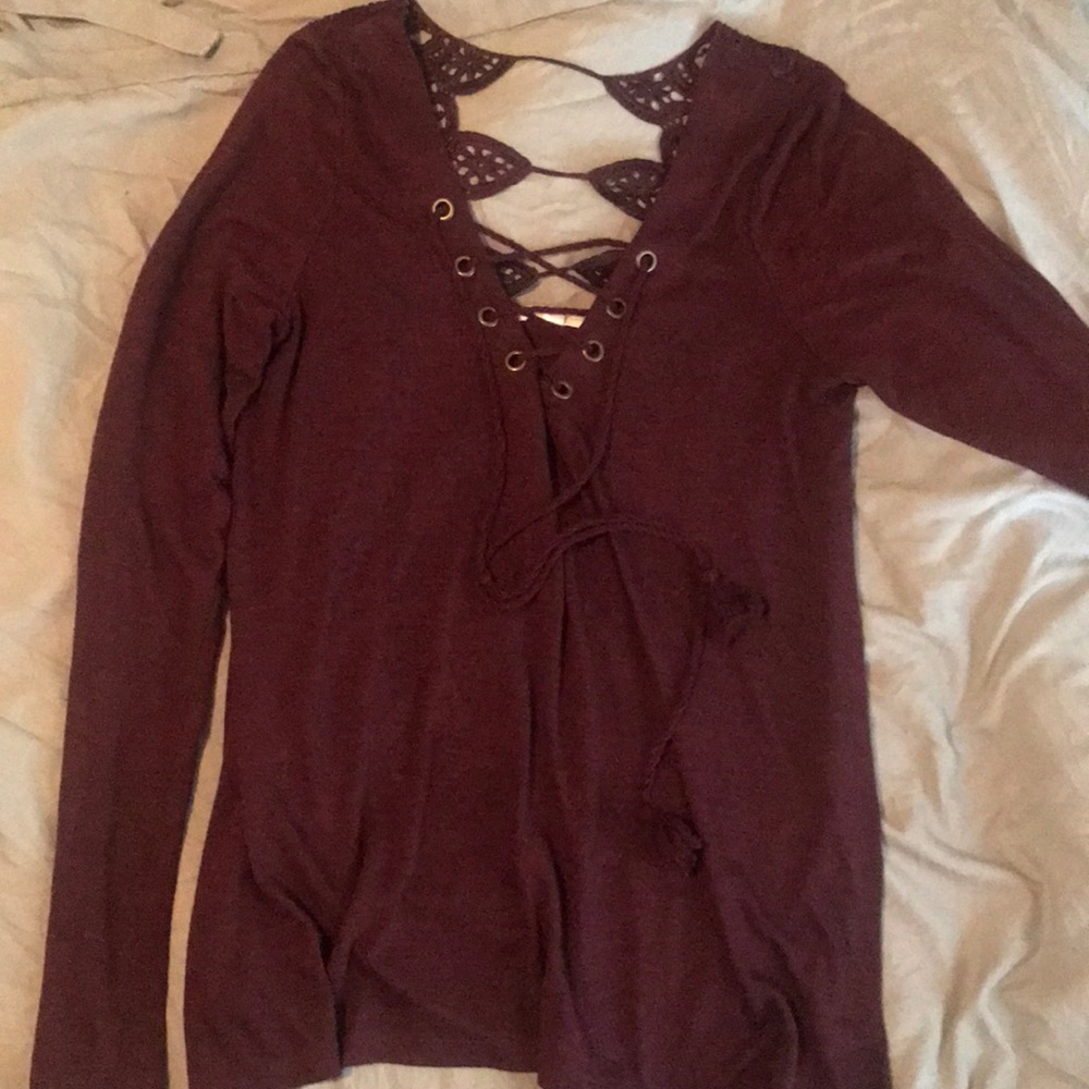 Burgundy long sleeve shirt